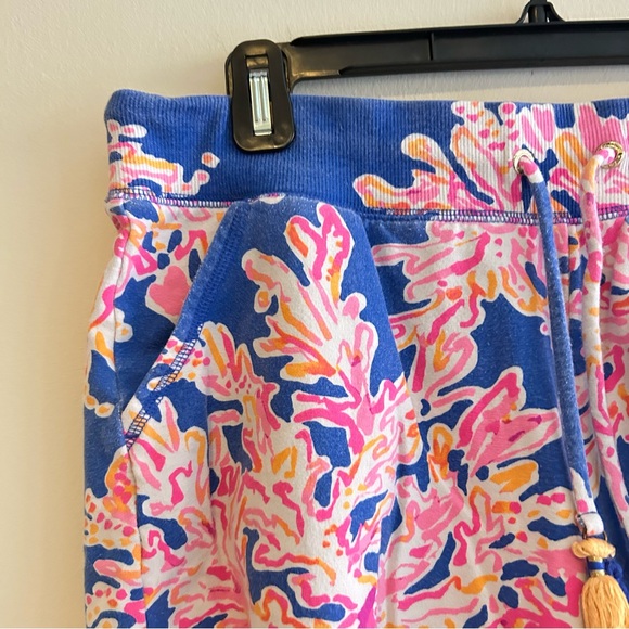 Lilly Pulitzer Yasmin Shorts Brilliant Blue It's Electric Pink Coral Preppy Knit - Picture 7 of 9